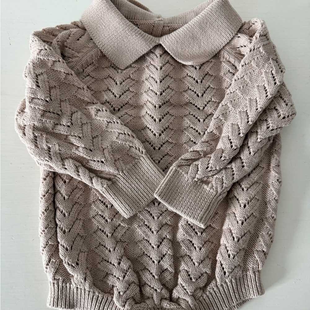 Baby Collared Open-Knit Sweater onesie